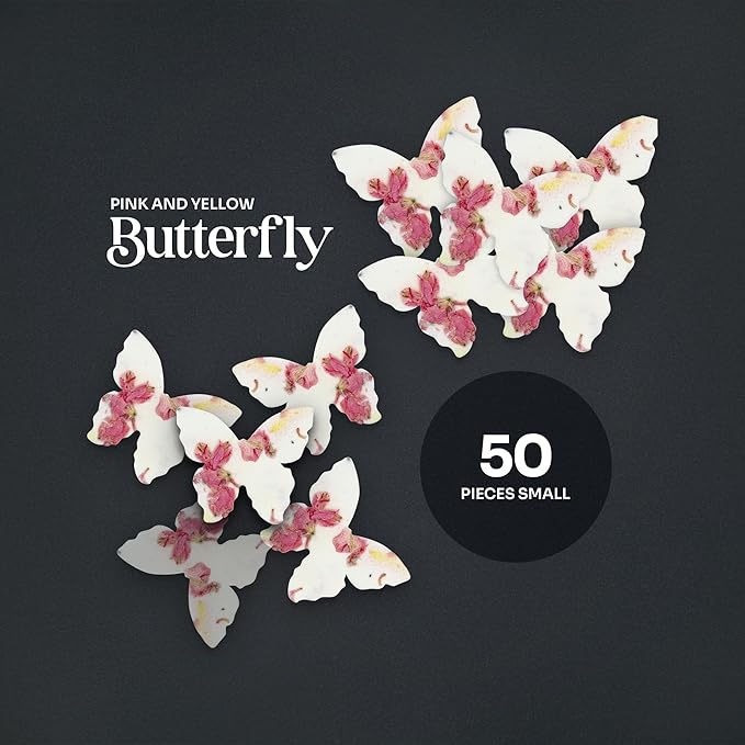50pcs Small Pink & Yellow Butterfly Seed Paper – Writable & Plantable Wildflower, Mom's Gift for Mother’s Day, Use for Wedding, Baby Shower, Party Favors & Easter Decorations