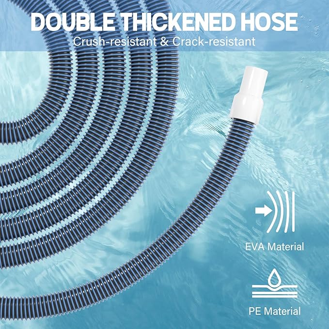 BEWAVE Pool Vacuum Hose, Above/In Ground Manual Heavy Duty Swimming Pool Hose with Swivel Cuff, 1-1/2 In x 30 Ft