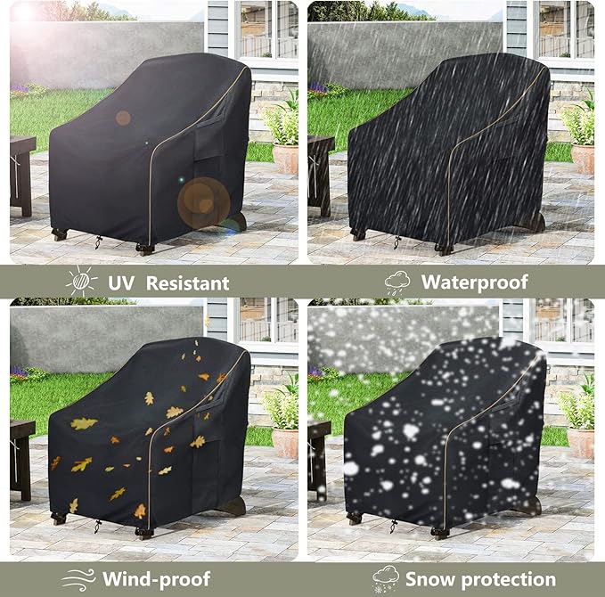 Adirondack Chair Covers 2 Pack,Waterproof Heavy Duty Outdoor Chair Covers,Adirondack Patio Chair Covers for Outdoor Furniture,(33W x 35 D x 36 H inches),Black