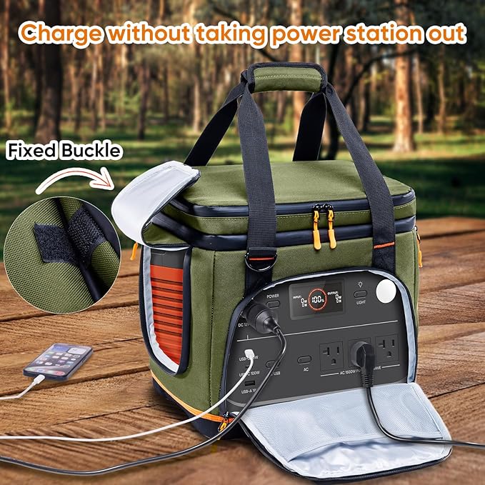 Double-Layer Travel Carrying Case for Jackery Explorer 1000 v2 – Hard Molded Bottom, Side Ventilation & Front Pockets, Portable Power Station Storage Bag for Jackery Accessories & Solar Generator