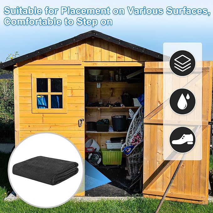 M METERXITY 3 mm Thickened Outdoor Storage Shed Mat, 6x8 ft Waterproof Shed Flooring Mat for Patio Furniture Floor Protecting from Wear/Liquid/Dust/Oil, Non-Slip Felt Rubber Rug Pad [Grey]