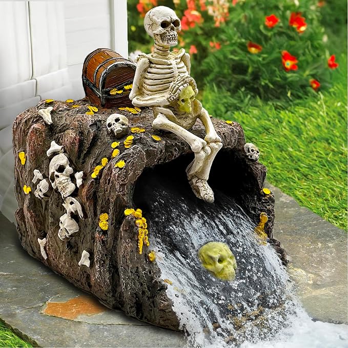 Teaeeno Skeleton Statue Decor Gutter Downspout Extension Decorative,Resin Animal Statue Outdoor Decor, 3"×4" Rain Gutter Downspout Splash Block,Garden Splash Block Outdoor Sculpture