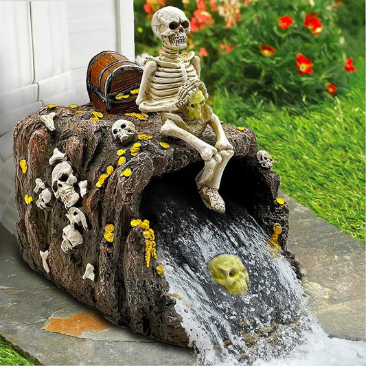 Teaeeno Skeleton Statue Decor Gutter Downspout Extension Decorative,Resin Animal Statue Outdoor Decor, 3"×4" Rain Gutter Downspout Splash Block,Garden Splash Block Outdoor Sculpture