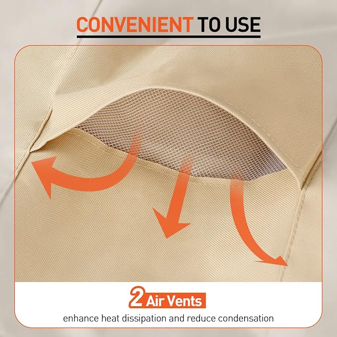 Arcedo Waterproof Outside Lounge Chair Covers 2 Pack, Heavy Duty Patio Chaise Lounge Covers for Outdoor Furniture, Protect Your Pool Chairs in Winter, 80" L x 32" W x 25" H, Beige and Brown