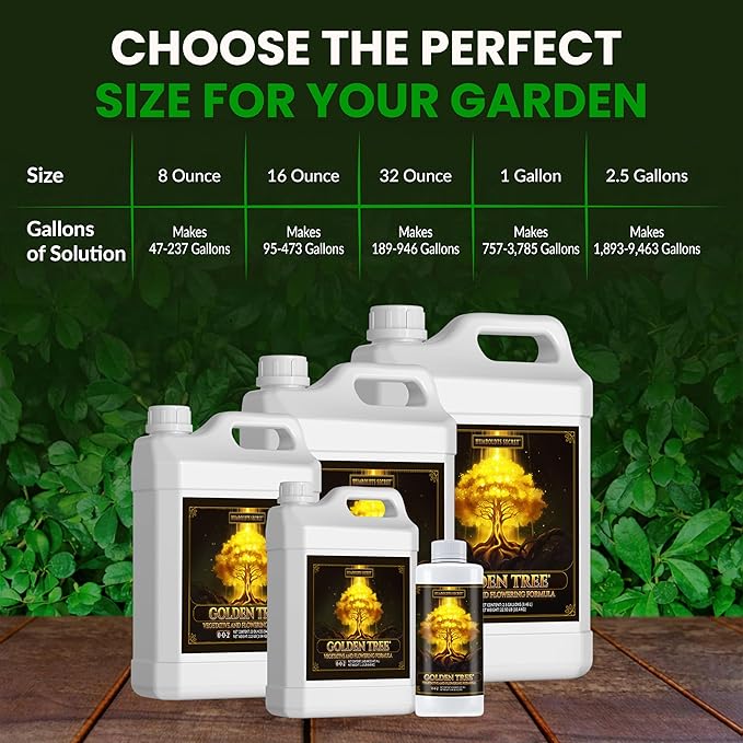 Humboldts Secret Golden Tree Liquid Plant Food | Enhances Growth Indoors or Outdoors | All-in-One Plant Nutrients for Vegetables, Trees, Flowers, Fruits, Roses, Lawns, Tomatoes | 16 Ounce