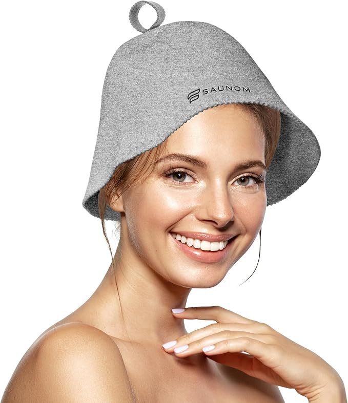 Premium Ultra Soft Grey Sauna Hat for Women and Men — 100% Natural Wool — Ultra Soft, Breathable, Itch-Free and Odor Resistant Sauna Cap