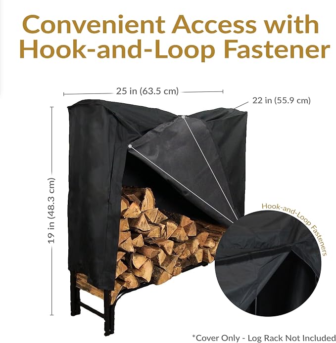 Sunnydaze 2-Foot Firewood Log Rack Cover - Heavy-Duty Weather-Resistant PVC Construction - Black