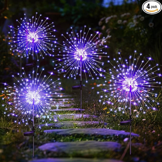 GIGALUMI Garden Outdoor Decor Lights 120LED 4Pack, Solar Garden Lights for Yard Outside Fairy Decorative,Solar Powered for Yard Pathway Flowerbed Planter Balcony Patio Decor（Purple）