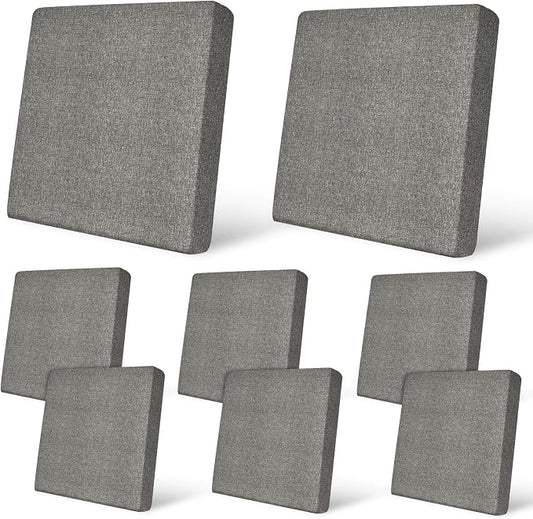 pickyNproud 8Pcs Patio Cushion Covers Stretch Outdoor Couch Cushions Slipcovers Replacement Washable Furniture Protector with Elastic Bottom Sofa Chair Seat Cover, Textured Charcoal Gray