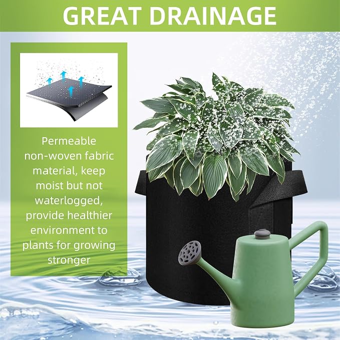 40-Pack 3 Gallons Grow Bags, Non-Woven Fabric Pots Plant Bags, Plant Grow Bags with Handles, Garden Plant Bags for Potatoes, Carrots, Tomatoes and Other Vegetable,Fruits