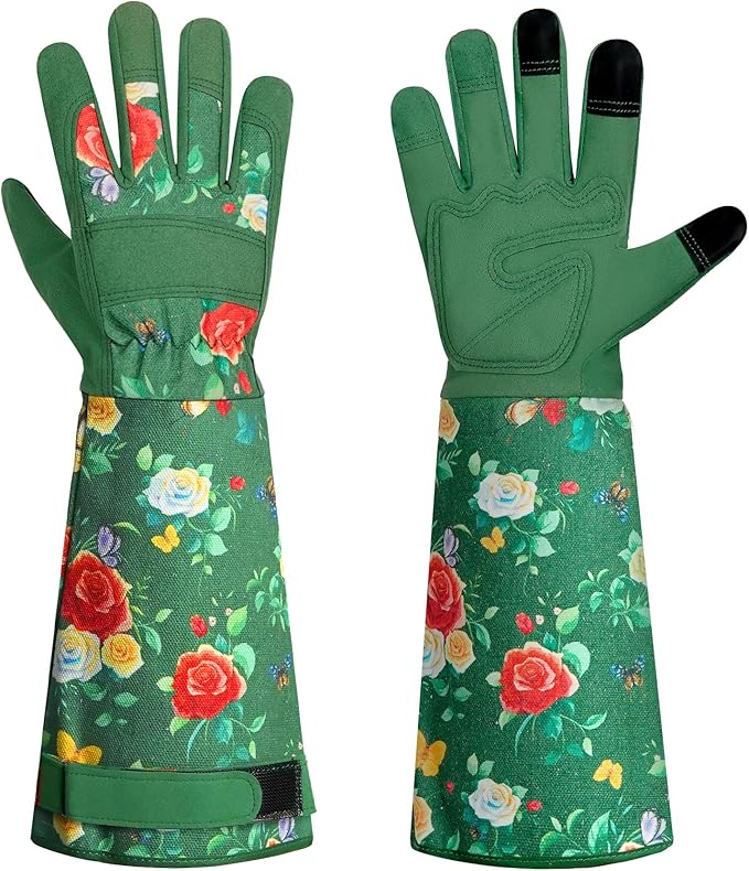 DLY Gardening Gloves, Garden Gloves for Women, long gardening gloves for Garden Work and Yard,Durable and Comfortable(Medium, Green