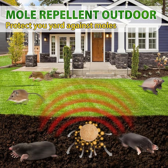 Mole Repellent, Mole & Vole Repellent for Lawns, Peppermint Oil to Repel Mole, for Outdoor Use for Yard, Garden, Patio