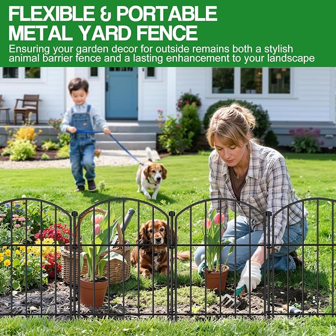 30 Pack Decorative Garden Fence Animal Barrier Fence, 17 in x 12 ft Rustproof Metal No Dig Fence Panels, Arched Small Garden Fence Barrier for Dog Rabbit Flower Bed Edging Yard Ground Patio Defense