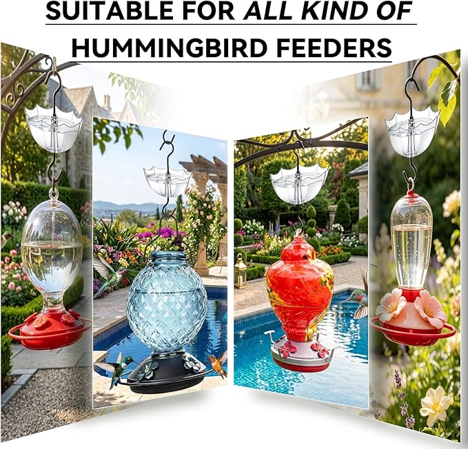 Ant Moat for Hummingbird Feeder, 5 OZ, 4 Pack, Black Umbrella Ant Guard with Large Capacity