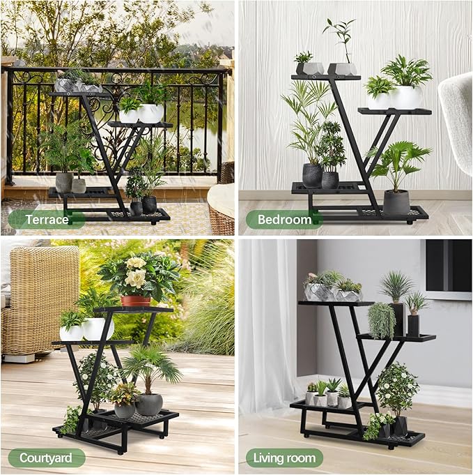2Pack，4Tier plant stand，outdoor plant stands for patio，Planter Display ShelvingIndoor Outdoor，Multiple Flower Pot Holder， suitable for garden corners, balconies, and living rooms