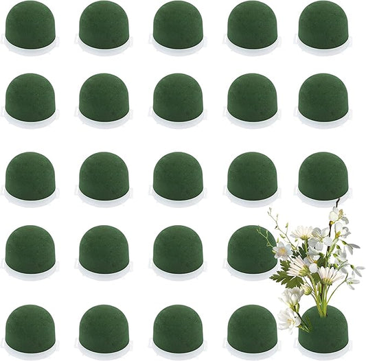 24 Pcs Mini Floral Foam Holders Set, Wet Green Foam for Fresh Flower Arrangements, Wedding, Wine Bottle Decor Supplies
