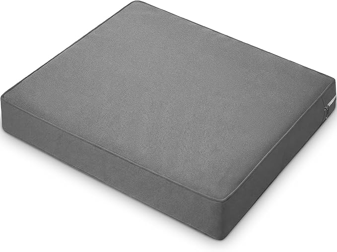 DoubleFill 1 Pcs Outdoor Ottoman Cushion 23"x19"x3" Waterproof Fade Resistant Outdoor Footstools Cushion Removable Patio Ottoman Cushions with Adjustable Fixing Strap for Stool (Grey)