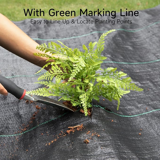 GreatBuddy 3FT × 200FT Weed Barrier Landscape Fabric Heavy Duty, 3.2oz High Density Weed Cloth for Greenhouse, Garden, Yard, Pathway, Ultra Durable Woven Weed Control Ground Cover, Easy Setup