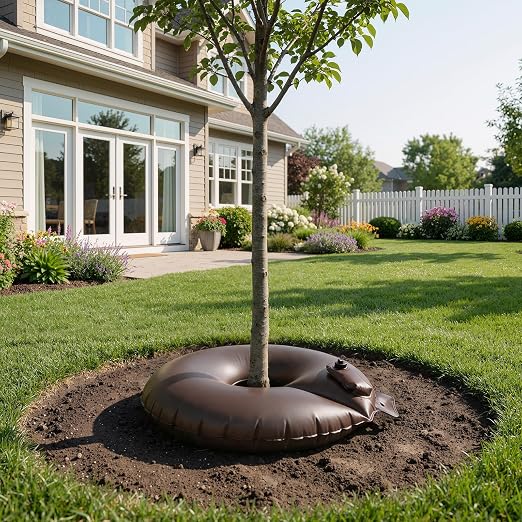 HIRALIY Tree Watering Bag, 1 Pack Watering Ring, Slow Release 1-3 Days, Deep Root & Automatic Drip Irrigation System, for Multi-Trunk Newly Planted Small Trees and Shrubs (2, 20 Gallon)