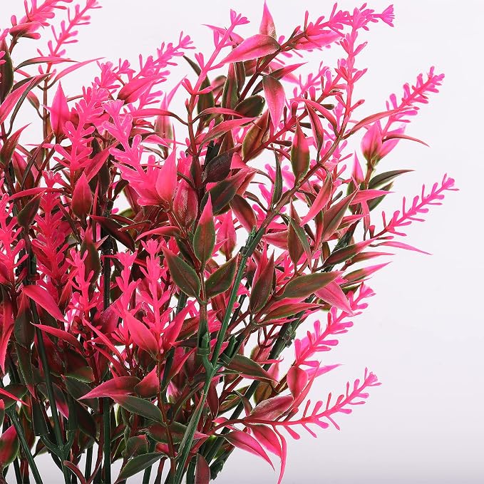RECUTMS Artificial Flowers for Outdoor Decoration, Spring Decoration UV Resistant Faux Outdoor Plastic Greenery Shrubs Plants Artificial Fake Flowers Hanging Planter Home Garden Decor(Pink)