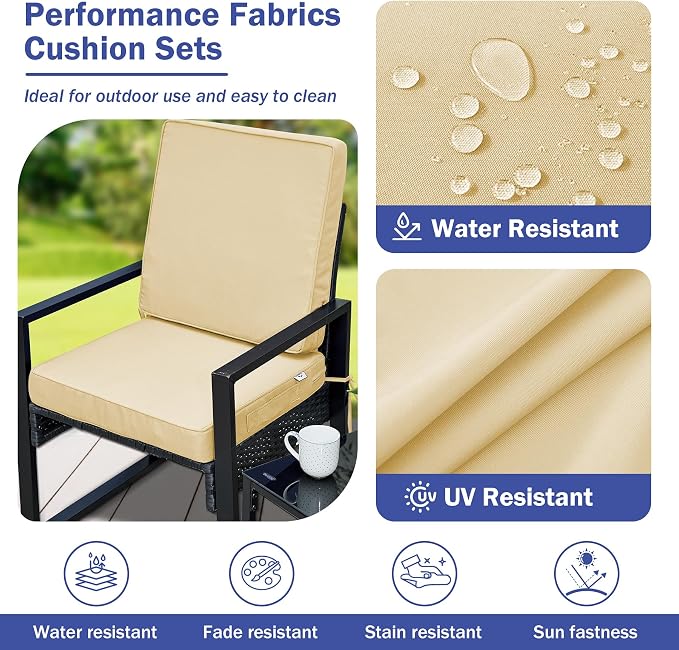 IPYNBAP Outdoor Cushions, Outdoor Chair Cushions 24x24x4 Inch, Cushions for Outdoor Furniture with Removable Cover, Waterproof & Fade Resistant Outdoor Seat Cushions for Patio, Lawn, Beige