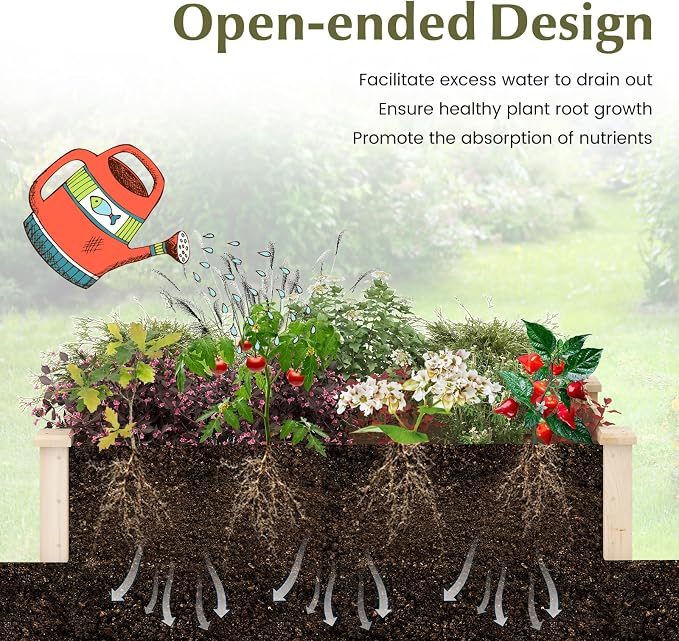 Giantex Wooden Raised Garden Bed, Rectangular Planter Box for Vegetables, Fruits, Flowers, Herbs, 48" Lx24 Wx10 H Outdoor Elevated Planting Bed for Garden, Backyard, Lawn, Patio