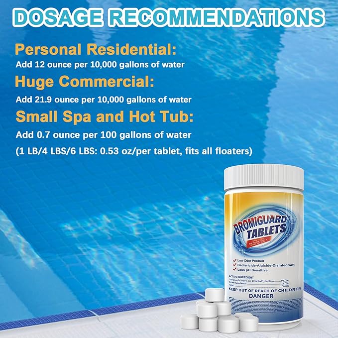 Bromine Tablets for SPA Hot Tub 1 inch Tabs Brominating Tablets Booster Soft Water Feel No Chlorine Odor Chemical Sanitizer