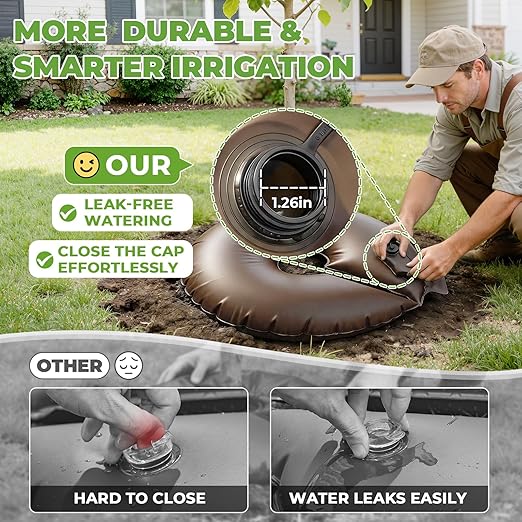 HIRALIY Tree Watering Bag, 1 Pack Watering Ring, Slow Release 1-3 Days, Deep Root & Automatic Drip Irrigation System, for Multi-Trunk Newly Planted Small Trees and Shrubs (2, 20 Gallon)