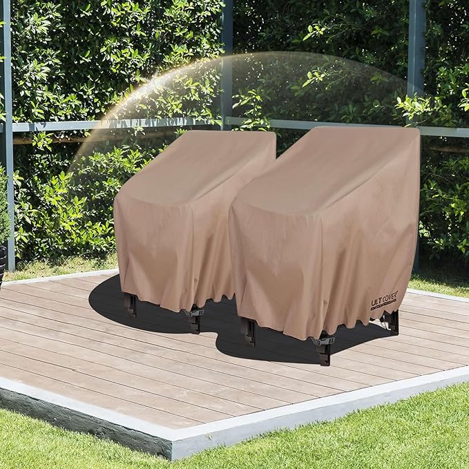 ULTCOVER Stackable Patio Chair Cover – Waterproof Outdoor Stack of Chairs Cover 2 Pack Fits Up to 26W x 34D x 45H inches