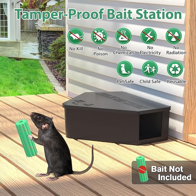 Anblak 1 Pack Rat Station Box with Keys, Rodent Station Keeps Rats Away, Keeps Children and Pets Safe, Key Unlocking, Reusable & Long-Lasting, Indoor & Outdoor