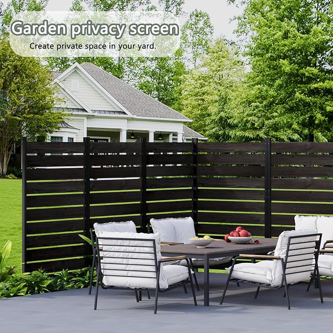 Wooden Privacy Screen 38" W×61" H No Dig Patio Fence 1 Panel (Chocolate) | For Trash Can AC Units & Pool Equipment, Decorative Patio Outdoor, privacy screen with Metal Stakes