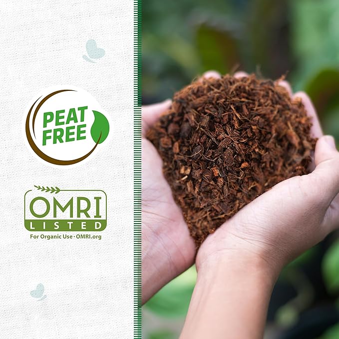 Back to the Roots 100% Organic Mulch, 58 Quart, Expanding Coconut Husk Block for Gardening
