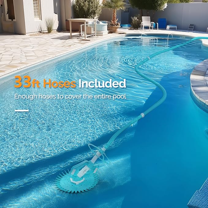 VINGLI Pool Vacuum Cleaner Automatic Sweeper Swimming Pool Creepy Crawler Vacuum with 33FT Hoses (Shining Blue)