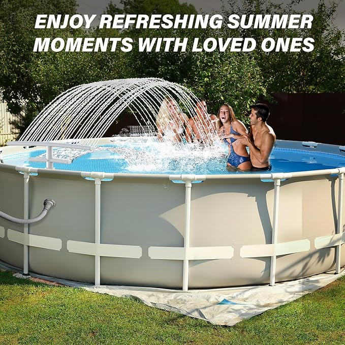 Pool Fountain for Above and Inground Pools, Dual-Layer Spray Pool Waterfall Sprinkler Chiller Aerator, Water Fountain Swimming Pool Accessories (for in-tex & Best-Way & Hay-Ward & Cole-Man)