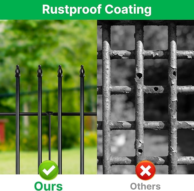 Thealyn Metal Garden Fence 42" H x 30" W, 5 Panels (4 Panels + 1 Gate), Total 12.5 feet, Metal Border Folding Fence, Landscape Fencing Dog Fence Pet Fence for Flower Bed, Yard, Animal Barrier