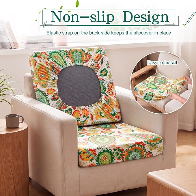 Newwiee 12 Pcs Patio Stretch Outdoor Cushion Covers Sofa Couch Cover Replacement Couch Slipcover Sofa Seat Chair Porch Patio Furniture Protector, Flexibility Washable(Colorful,Boho Paisley)