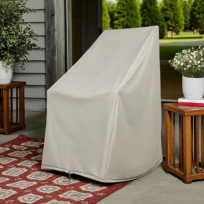 Shine Company 4361 Weatherproof Outdoor Rocking Chair Cover, 100% Woven Polyester, Elastic Cord with Toggle, Gray