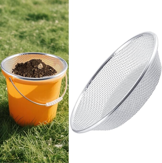 Sifter.Size 1/8" Mesh Soil Sifter Sieve - Heavy Duty Galvanized Screen for Compost, Dirt, Rocks, Gravel & Garden - Fits 5 Gallon Bucket, Rust-Resistant - Composting & Sifting Tool