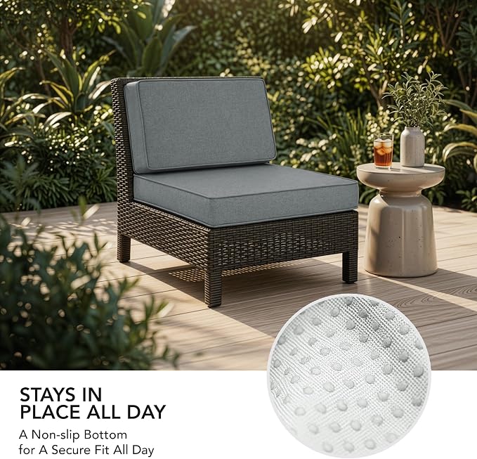Outdoor Furniture Cushions 25.6x25.6 Inch, Deep Seat Patio Couch Cushions Replacement for Sectional Conversation Set Sofa Loveseat, Water Resistant, Removable Cover, Set of 4, Dark Grey