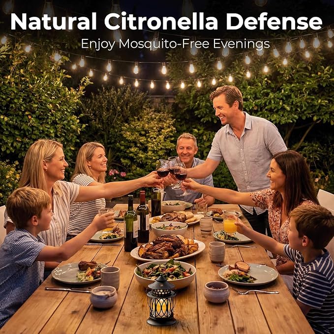 Citronella Candles Outdoor, 2 Pack Citronella Candle Lanterns with Lid, Soy Wax Outdoor Candles for Patio, Garden, Porch, Backyard, Camping & Summer Outdoor Decor