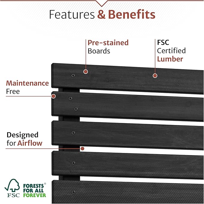 6ft H x 3.1ft W (1 Panel) No Dig Enclo Aspen Charcoal Wood Privacy Screen, Decorative Patio Screen, Great to Hide Trash Cans, Outdoor Privacy Fence Panel, Air Conditioner Barrier, EC18042
