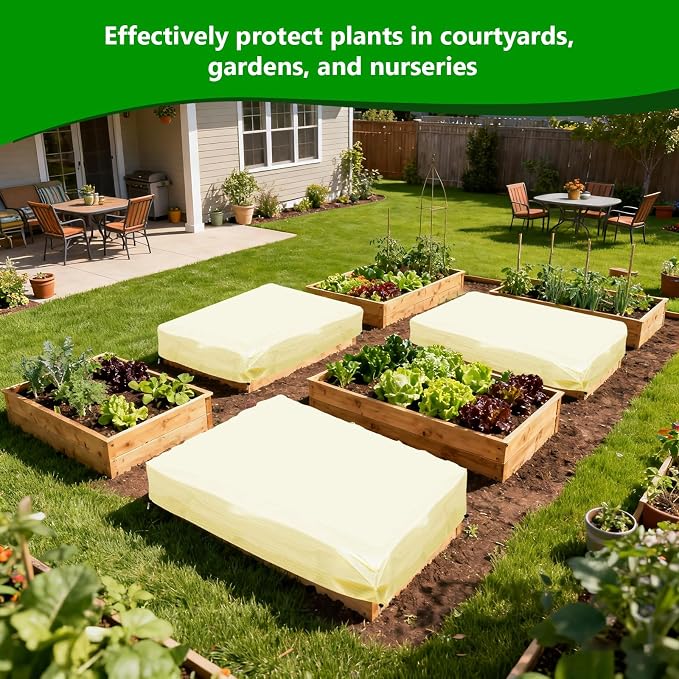 Plant Covers Freeze Protection 2 Pack Rectangular Frost Blankets for Outdoor Plants (22"x60"x20") – Winter Plant Covers, 2.4oz/yd² Frost Cloth Plant Protection for Raised Beds & Shrubs (Beige)