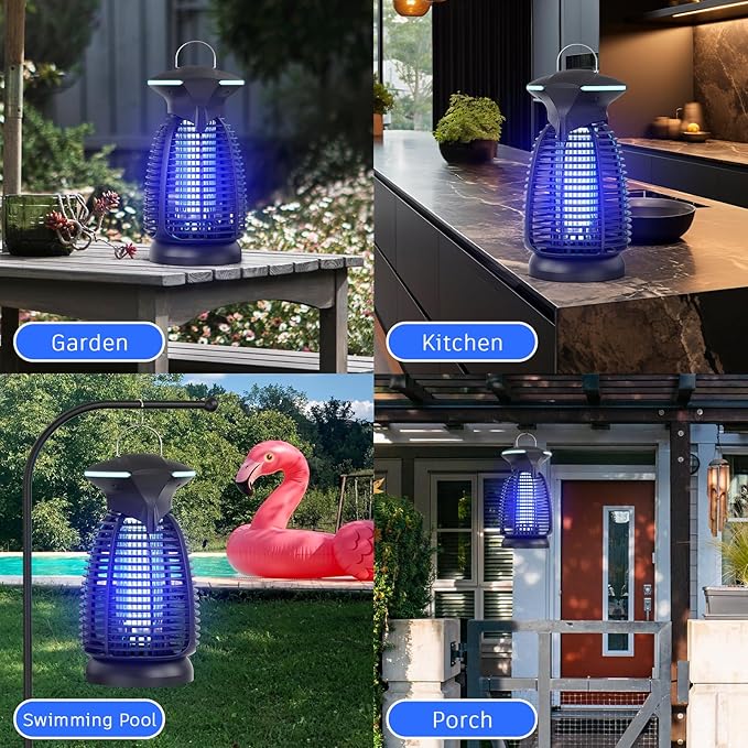 Electric Bug Zapper Outdoor - 4200V High Voltage Insect Killer Waterproof LED Light for Mosquito Fly Patio Porch Garage Backyard Home Indoor