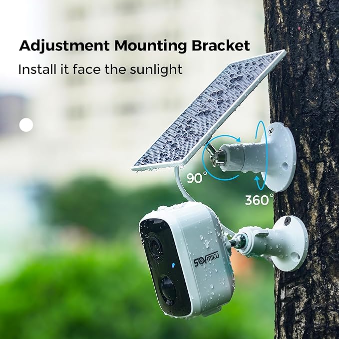 Vicohome 5V Solar Panels for Security Cameras for Bird Feeder 23% Energy Conversion Rate,9.8Ft Cable, USB C & Micro-USB Compatible, Weather Resistant, 360° Adjustable Bracket, for Tapo Eufy Aosu .etc