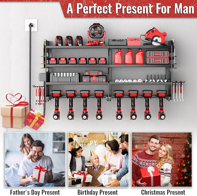 Large Power Tool Organizer Wall Mount with Charging Station, Metal Screwdriver Organizer, Wall Mount Plier Organizer Hammer Holder