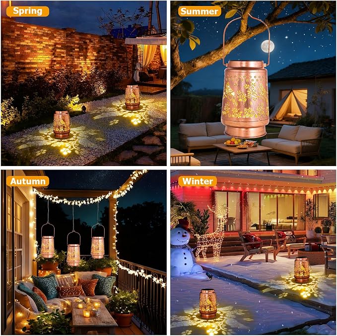 Cardinal Gifts for Woman Mom Cardinal Solar Lanterns Outdoor Waterproof - Metal Hanging Garden Decor with Red Bird, Memorial Sympathy Gift for Grandma, LED Yard Art for Patio Porch Pathway