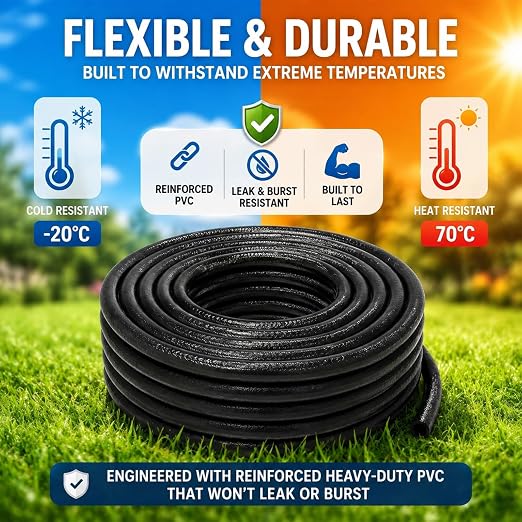 50 FT 1/2 Inch Drip Irrigation Tubing Kit:Premium Garden and Landscape Watering System-Drip Irrigation Hose with 2 Quick Connector 4-Way Connector,2 Quick Connector 6-Way Connector and Tube Cap