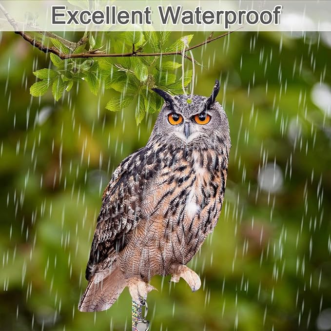 5 Pack Hanging Outdoors Reflective Scarer Away Owl Device to Keep Animals Pigeon Woodpecker Away from Patio Garden
