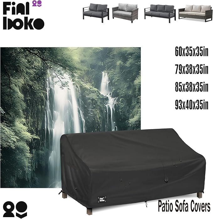 3-Seater Outdoor Couch Cover,93Wx40Dx35H Inches Patio Furniture Covers, Heavy Duty Cover for Outdoor Furniture Covers Waterproof, Black