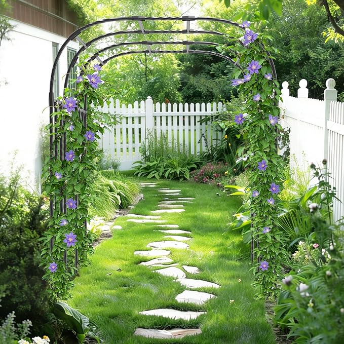 Garden Arch Trellis - 69" L*71" W*87" H, Rust-Proof Grape Trellis with Thickened Steel 20MM Pipe, Garden Arch Trellis for Climbing Plants Outdoor, Tunnel Trellis for Cucumber, Pumpkin, Melon